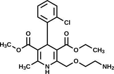 Obraz premium Amlodipine structural formula, vector illustration