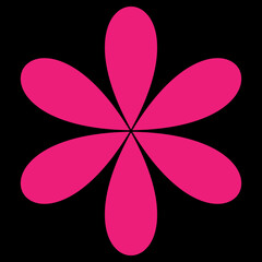 Pink flower. Vector illustration. Realistic spring flower isolated black background. Easy edit.
