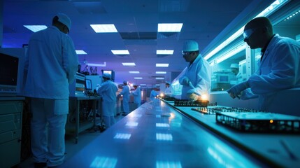 Obraz premium Workers in a Tech Factory