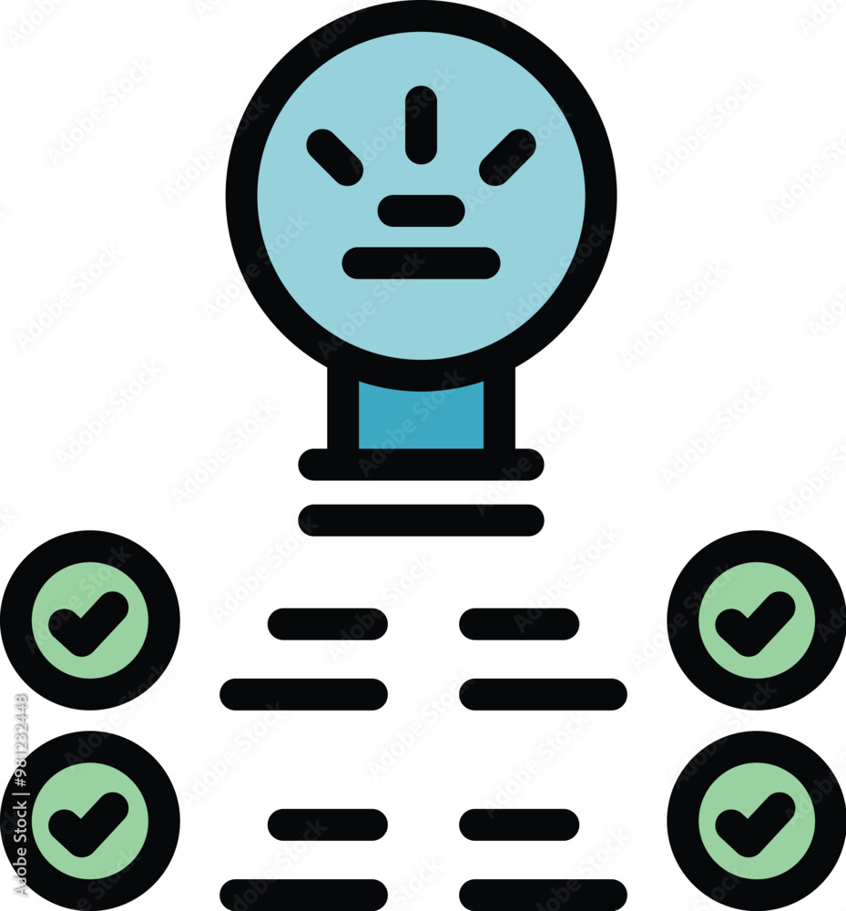 Poster this vector illustration depicts a light bulb generating checked tasks, symbolizing the process of i