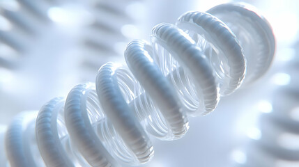 3D Resilience Nano Springs Concept: Extreme Close-Up of White Nano Springs Symbolizing Mental Resilience, Adaptability, and Stress Management on Isolated White Background