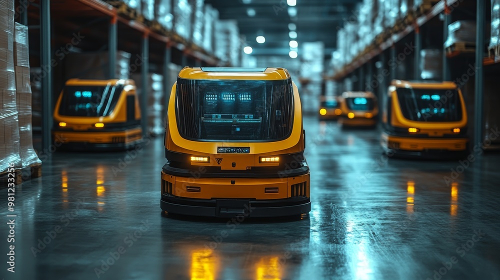 Poster automated guided vehicles perform efficient loading and unloading in warehouse facility