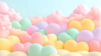 Pastel Heart Shaped Clouds, Dreamy Abstract Background