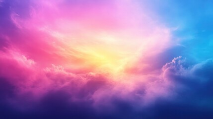 Obraz premium A vibrant sky filled with colorful clouds, showcasing hues of pink, purple, and blue, creating a dreamy atmosphere.