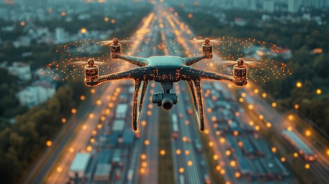 Drone monitoring urban traffic during night time to enhance systems management and efficiency