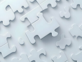 Minimalist 3D Puzzle Pieces on Flat White Background Symbolizing Election Integrity with Generous Copy Space for Voter Trust Messaging