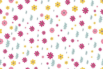 simple flowers seamless vector pattern spring summer trends