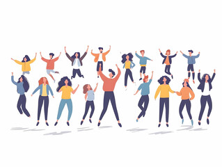Obraz premium Flat Impromptu Dance Mood Boost Concept: Wide Shot of Diverse Crowd Joining Dance Session in Public Square for Janeiro Branco - Creative Vector Illustration