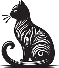 Cat Silhouette isolated on a white background Minimalist cute cat vector shape