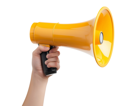 Hand Holding Megaphone Isolated on Transparent Background
