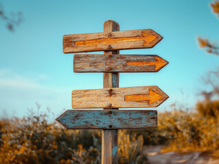 Naklejka premium Old wooden sign post