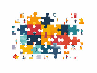 Naklejka premium Flat Fundraising Puzzle Illustration with Donor Pieces Sized by Donation Amounts - Captivating Visual of Fundraising Goals, Isolated on White Background for Clear Donation Statistics