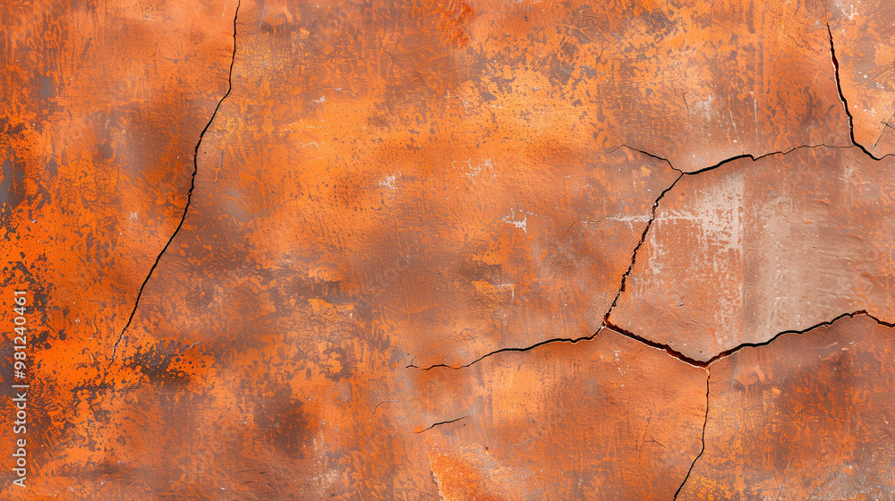 Aufkleber cracked texture wall surface with orange color and unique pattern for artistic and design projects