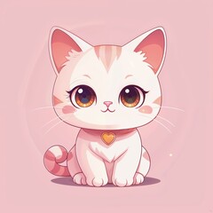 simple cat kitten image in kawaii style light background