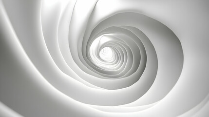 3D Abstract White Growth Spiral Concept: Wide Shot Zooming Out to Reveal Full Spiral Symbolizing Personal Development for Janeiro Branco