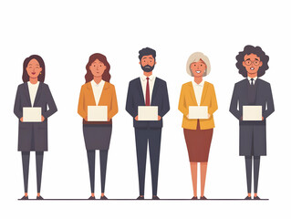 Obraz premium Flat Vector Illustration of Politician's Intense Focus on Poll Results with Campaign Team Reactions in High-Stakes Environment
