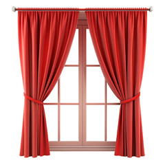 Red window curtains