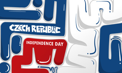 Czech republic independence day template with blue red and white background with cartoon style water
