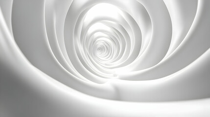Fototapeta premium 3D Ascending White Spiral Concept - Wide Shot of Spiraling Growth in Space for Mental Health Evolution | Isolated on White Background