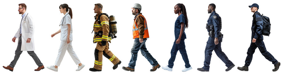 Diverse professionals walking together png cut out element set