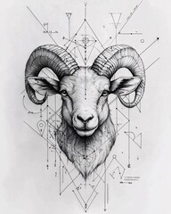 Abstract geometric Aries zodiac sign tattoo design