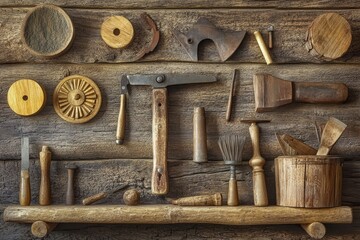 Antique carpenter shop interior in the wild west