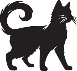 Cat Silhouette isolated on a white background Minimalist cute cat vector shape