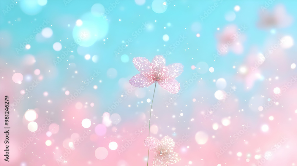 Wall mural Sparkling Flower Blooms in a Dreamy Bokeh Background