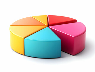 Obraz premium 3D Pie Chart Illustration of Campaign Budget Allocation - Smart Business Concept with Detailed Spending Categories on White Background