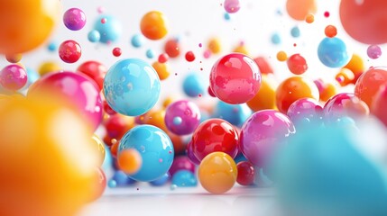 Abstract background with colorful spheres floating in the air.