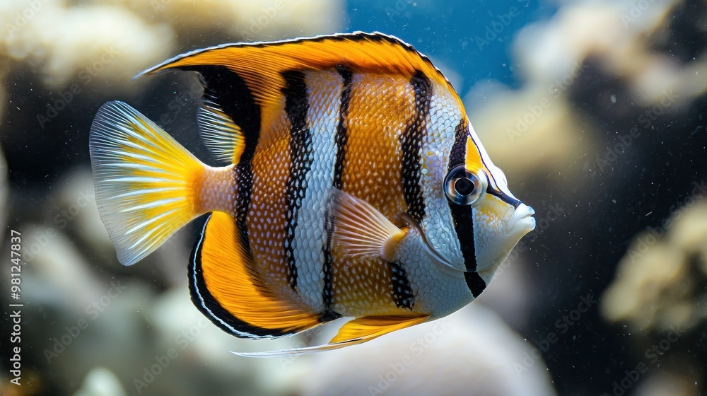 Poster butterflyfish: a butterflyfish with a vibrant pattern and distinctive shape