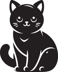 Cat Silhouette isolated on a white background Minimalist cute cat vector shape