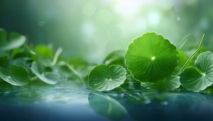 A leafy green plant with a small green flower in the center