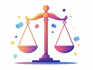 Flat Glossy Scales of Democracy: Balancing Policy Issues in Civic Education - Close-Up Vector Illustration for Business Use