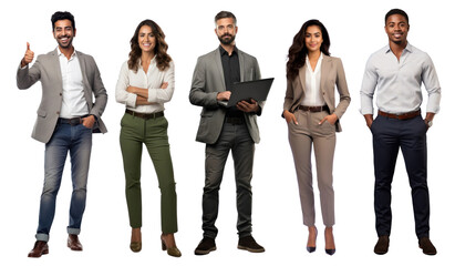Obraz premium Diverse business people full body png cut out element set