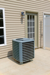 External HVAC Heating Ventilation Air Conditioning Unit on Condo Patio