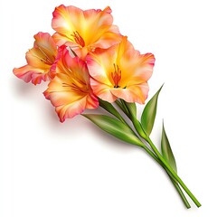 Fototapeta premium Image of colorful gladiolus in realistic design isolated on flat background.