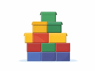 Flat Ballot Box Vector Illustration: Building Block Concept Symbolizing Democracy with Civic Icons, Isolated on White for Smart Business Use
