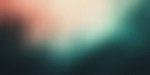 Obraz premium Gradient background with dark emerald green and soft blush pink tones, noise texture effect