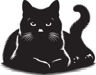 Cat Silhouette isolated on a white background Minimalist cute cat vector shape