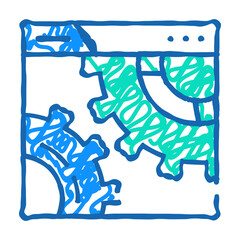 settings and seo optimization working mechanism doodle icon sketch vector. settings and seo optimization working mechanism sign. isolated symbol illustration