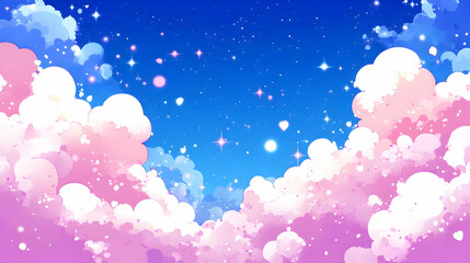 Dreamy Cloudscape with Twinkling Stars