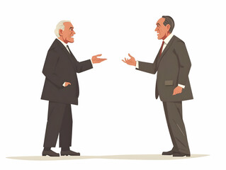 Fototapeta premium Intense Policy Debate Concept: Politicians Engaging in Animated Argument - Simple Flat Vector Illustration with Room for Text