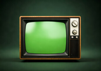 vintage television illustration with green screen old scene mock-up	