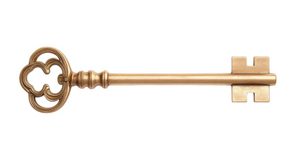 A gold key with a flower design on it