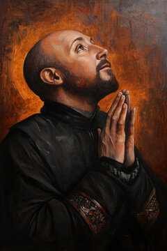 A classic oil painting of Saint Ignatius of Loyola