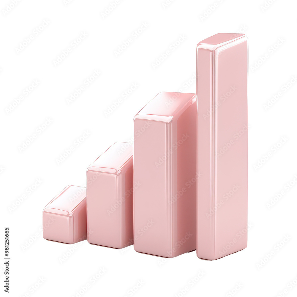 Poster a pink bar graph with four different colored blocks stacked on top of each other