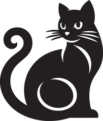 Cat Silhouette isolated on a white background Minimalist cute cat vector shape