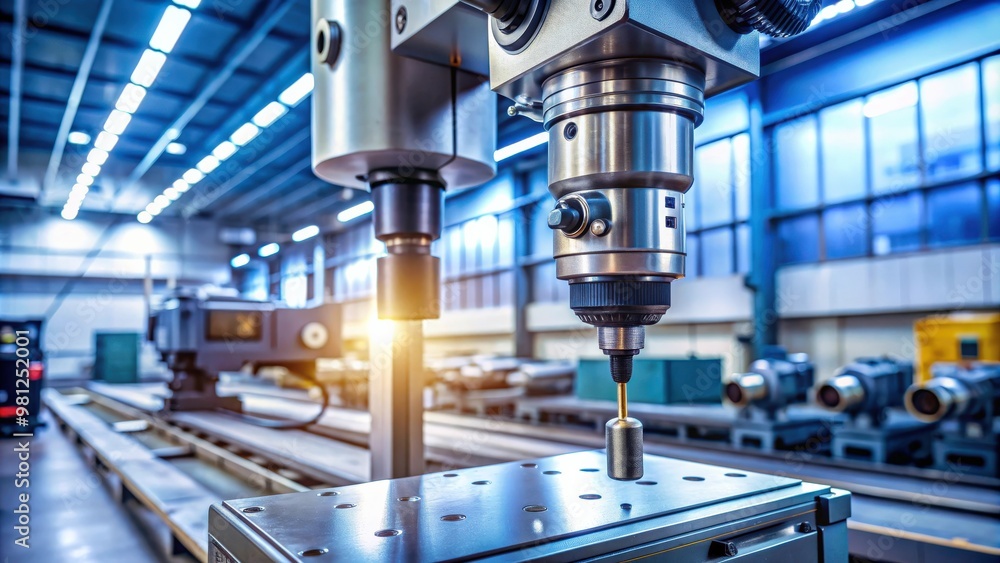 Poster automatic drill machine tool with camera for precision drilling in industrial manufacturing setting