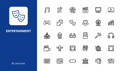 Entertainment Icon Set with flat style